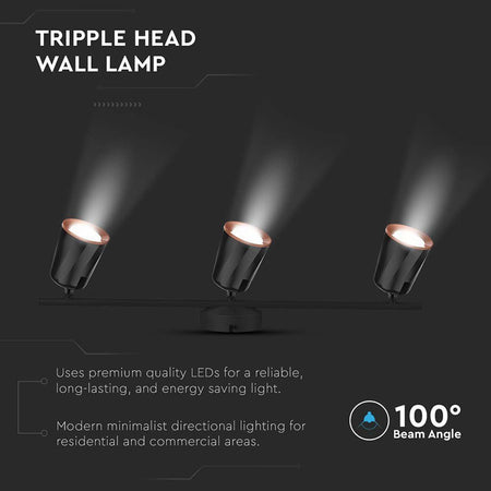 Lampă LED cu montaj pe perete 18 W 4000 K alb neutru neagră V-Tac SKU-218261