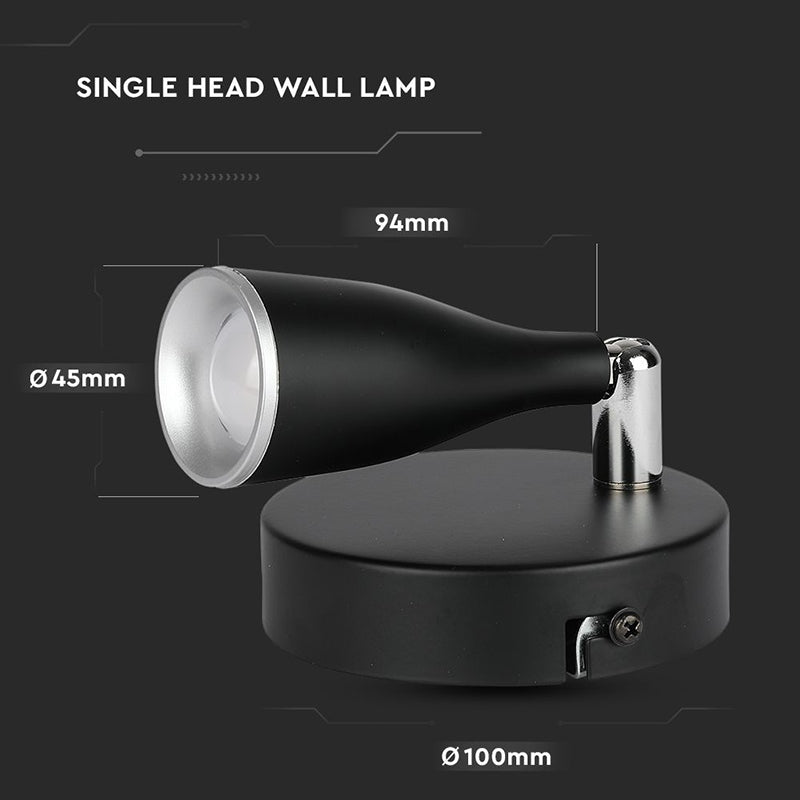 Lampa Led Montaj Perete 4.5w 4000k Alb Neutru - Negru