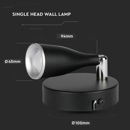 Lampa Led Montaj Perete 4.5w 4000k Alb Neutru - Negru