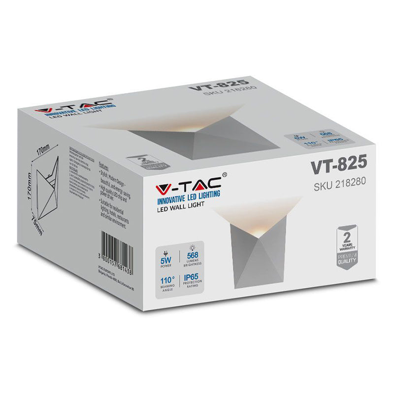 Lampă LED 5W 3000K alb cald IP65, corp alb, V-Tac SKU-218280