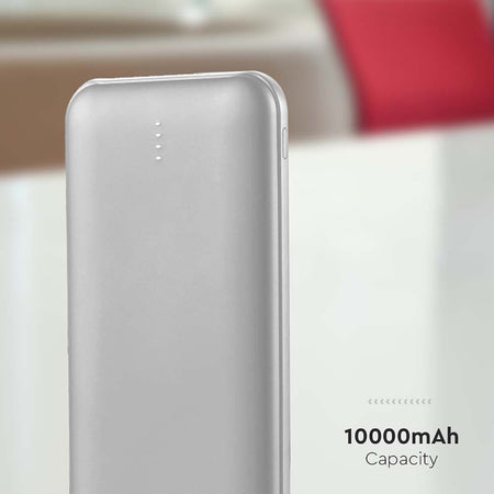Baterie externă V-Tac de 10000 mAh argintie cu cablu tip C SKU-23035