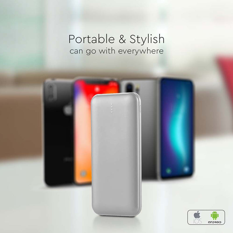 Baterie externă V-Tac de 10000 mAh argintie cu cablu tip C SKU-23035