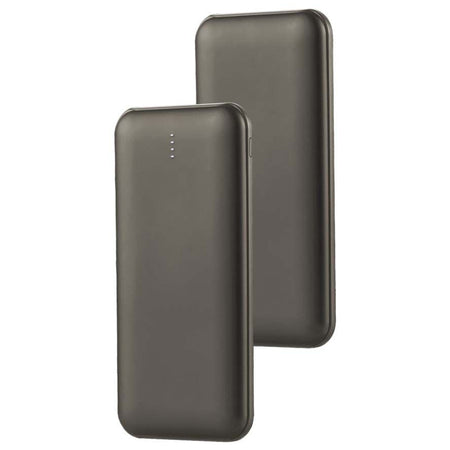 Baterie externă de 10000 mAh gri antracit cu 2 ieșiri USB și intrare tip C V-Tac SKU-23037