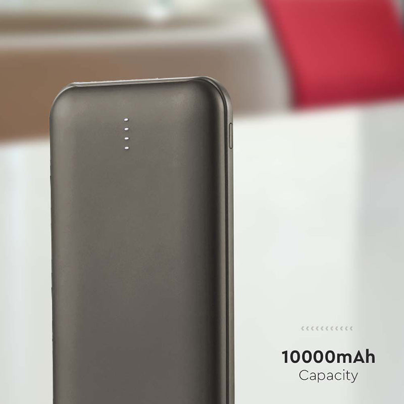 Baterie externă de 10000 mAh gri antracit cu 2 ieșiri USB și intrare tip C V-Tac SKU-23037