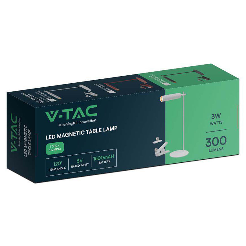 Lampă de birou magnetică cu baterie 3 W 4000 K albă V-Tac SKU-23041