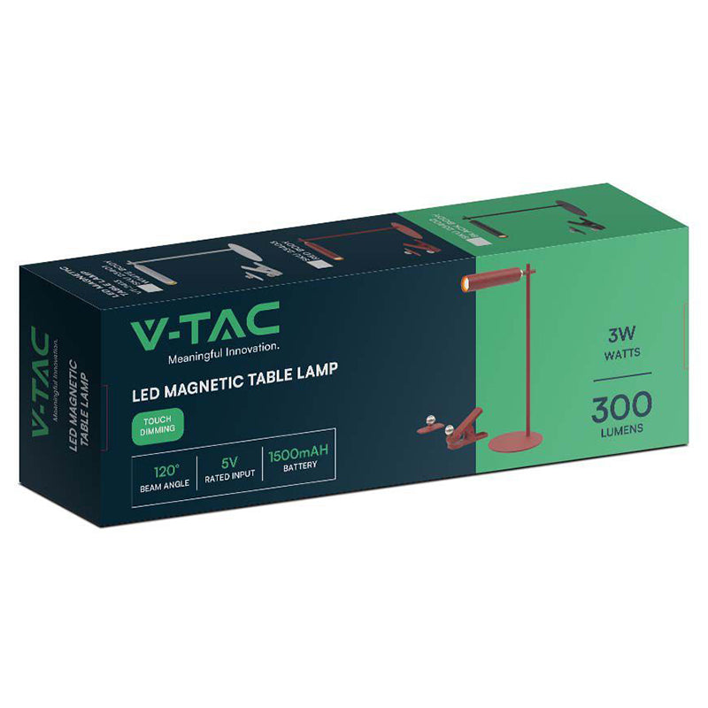 Lampă de birou magnetică 3W cu lumină neutră 4000K, roșie V-Tac SKU-23043