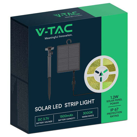 Kit bandă LED solară 4000K, 5 m, IP67, cu panou 1.2 W V-Tac SKU-23045