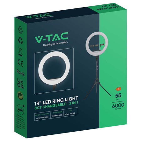 Selfie ring light 55 W cu trepied și suport 3 telefoane V-Tac SKU-23047
