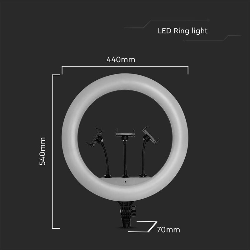Selfie ring light 55 W cu trepied și suport 3 telefoane V-Tac SKU-23047