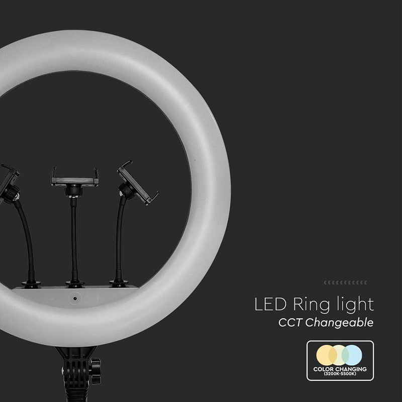 Selfie ring light 55 W cu trepied și suport 3 telefoane V-Tac SKU-23047