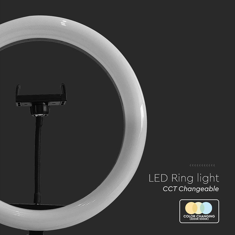 Ring light selfie 10 inch cu trepied, LED, 10W, 550 lm, V-Tac SKU-23048