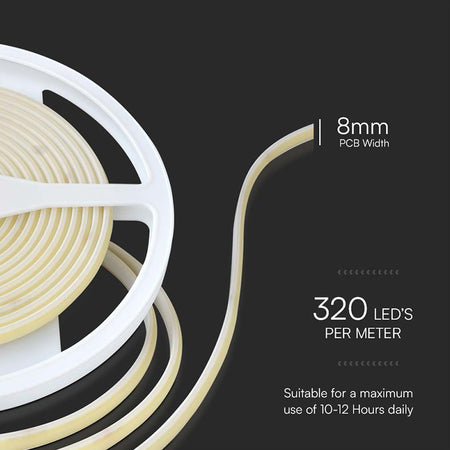 Bandă LED COB 24V IP67 cu 10W/m și 840 lm/m V-Tac