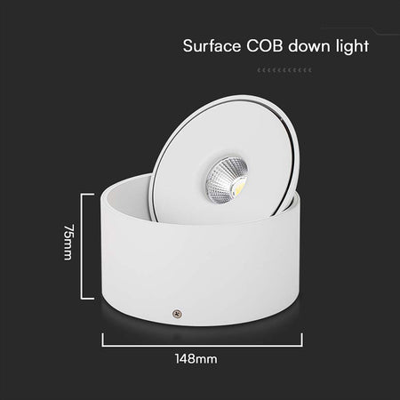 Corp LED spot COB 20W 3în1, lumină reglabilă, rotund, alb, V-Tac SKU-23155