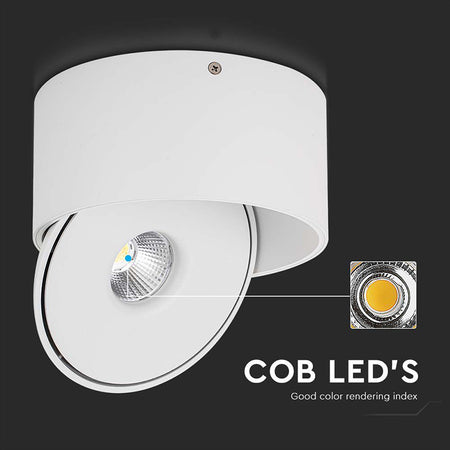 Corp LED spot COB 20W 3în1, lumină reglabilă, rotund, alb, V-Tac SKU-23155