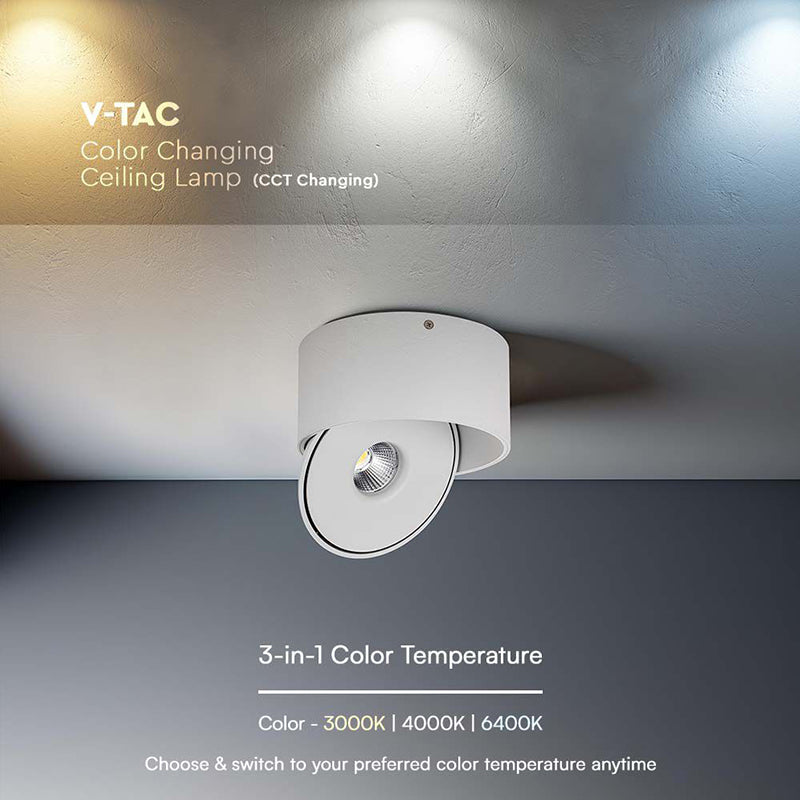 Corp LED spot COB 20W 3în1, lumină reglabilă, rotund, alb, V-Tac SKU-23155