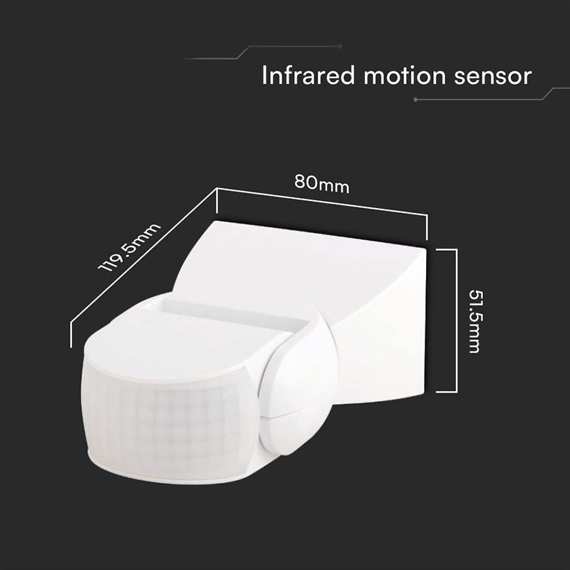 Senzor de mișcare 300 W, 180° IP65, alb, V-Tac SKU-23161