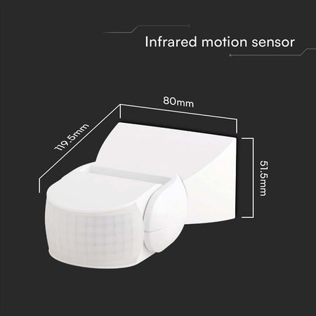 Senzor de mișcare 300 W, 180° IP65, alb, V-Tac SKU-23161