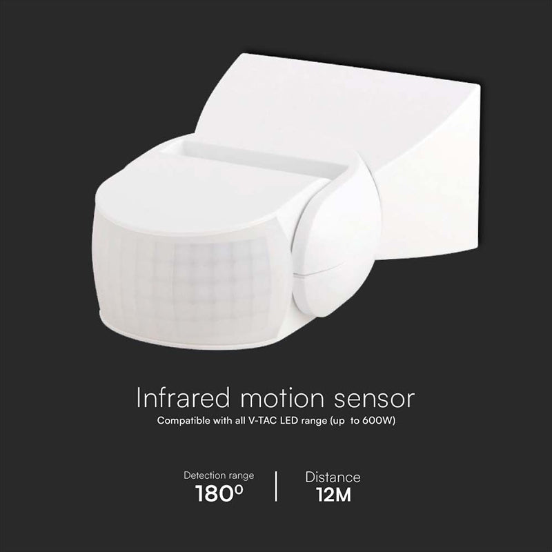 Senzor de mișcare 300 W, 180° IP65, alb, V-Tac SKU-23161