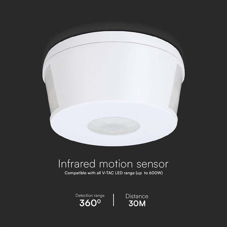 Senzor de mișcare 1000 W 360° IP20 alb V-Tac SKU-23162