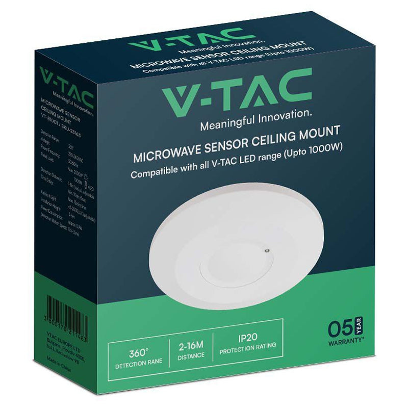 Senzor de mișcare 1000 W 360° IP20 alb V-Tac SKU-23163