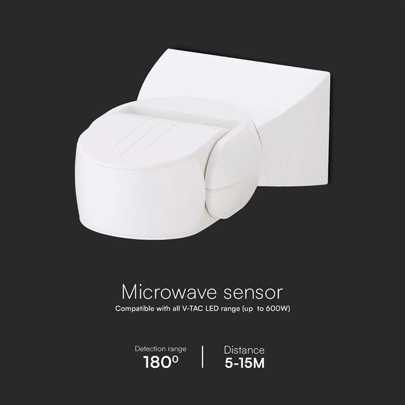 Senzor de mișcare 300 W, 180° IP65, alb, exterior, V-Tac SKU-23164