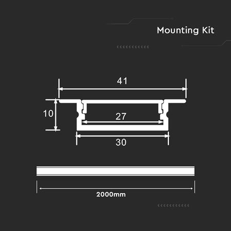 Profil aluminiu pentru bandă LED 2 m, 30 × 10 mm, IP20 V-Tac SKU-23177