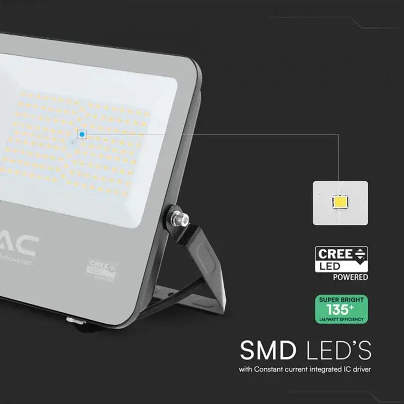 Reflector LED 100 W 135 lm/W 4000K IP65 negru/ gri V-Tac SKU-232186