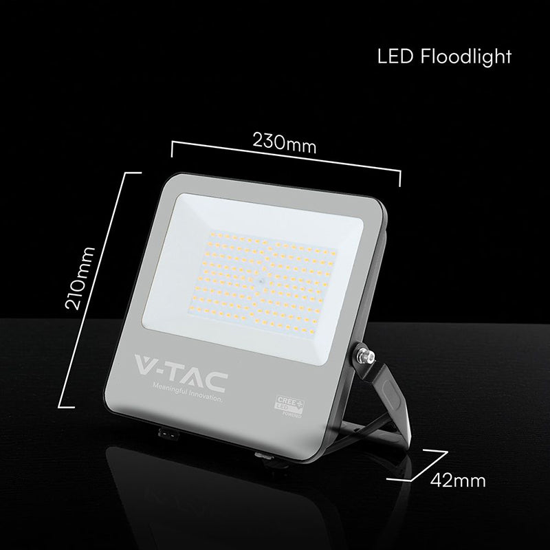 Reflector LED 100W 135 lm/W 6500K IP65, negru, cablu 1 m V-Tac SKU-232196