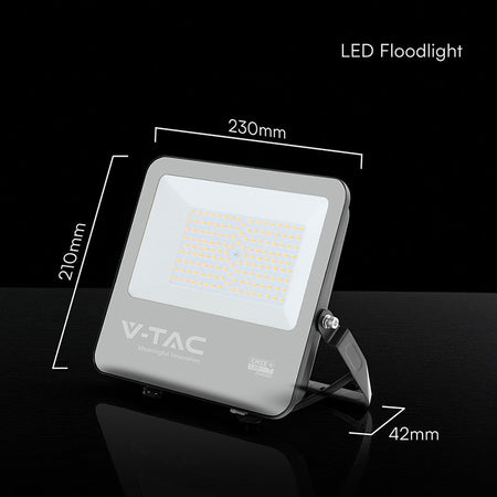Reflector LED 100W 135 lm/W 6500K IP65, negru, cablu 1 m V-Tac SKU-232196