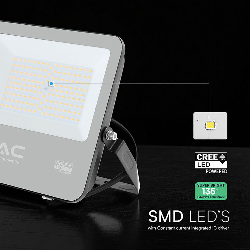 Reflector LED 100W 135 lm/W 6500K IP65, negru, cablu 1 m V-Tac SKU-232196