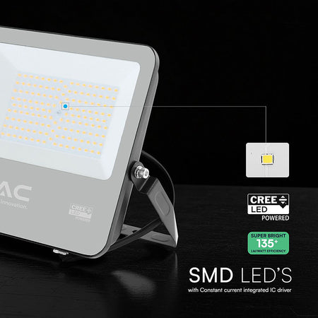 Reflector LED 100W 135 lm/W 6500K IP65, negru, cablu 1 m V-Tac SKU-232196