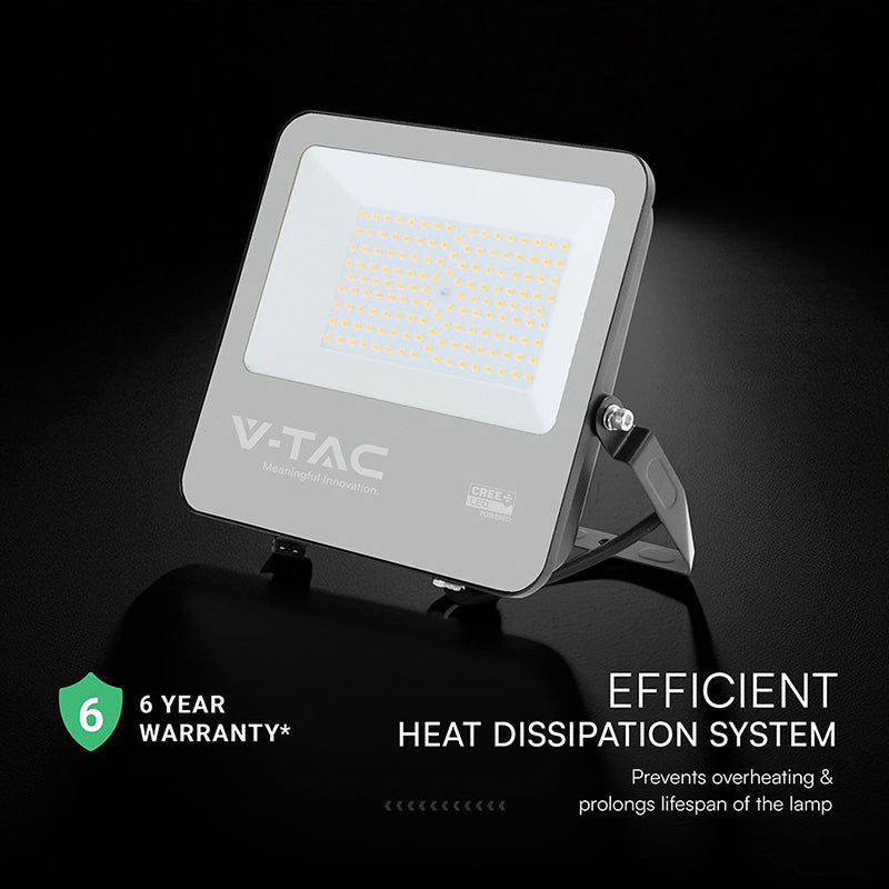 Reflector LED 100W 135 lm/W 6500K IP65, negru, cablu 1 m V-Tac SKU-232196