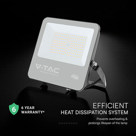 Reflector LED 100W 135 lm/W 6500K IP65, negru, cablu 1 m V-Tac SKU-232196