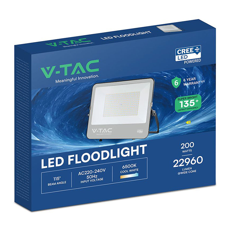 Reflector LED 200W 135LM/W 6500K IP65, SMD CREE, negru/gri V-Tac SKU-232216