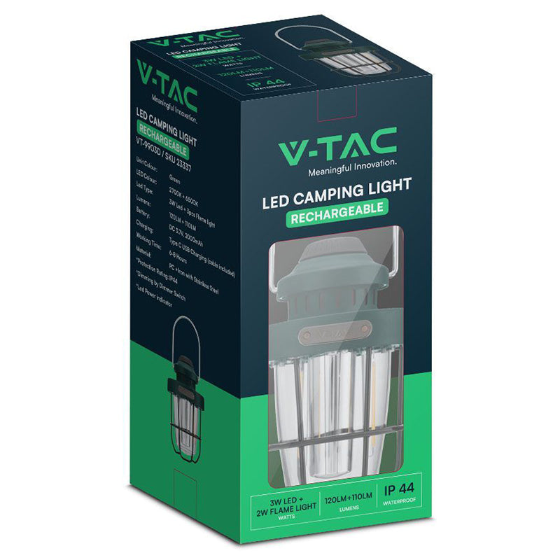 Lampă camping 3W + 5W cu efect flacără și USB Tip C V-Tac SKU-23337