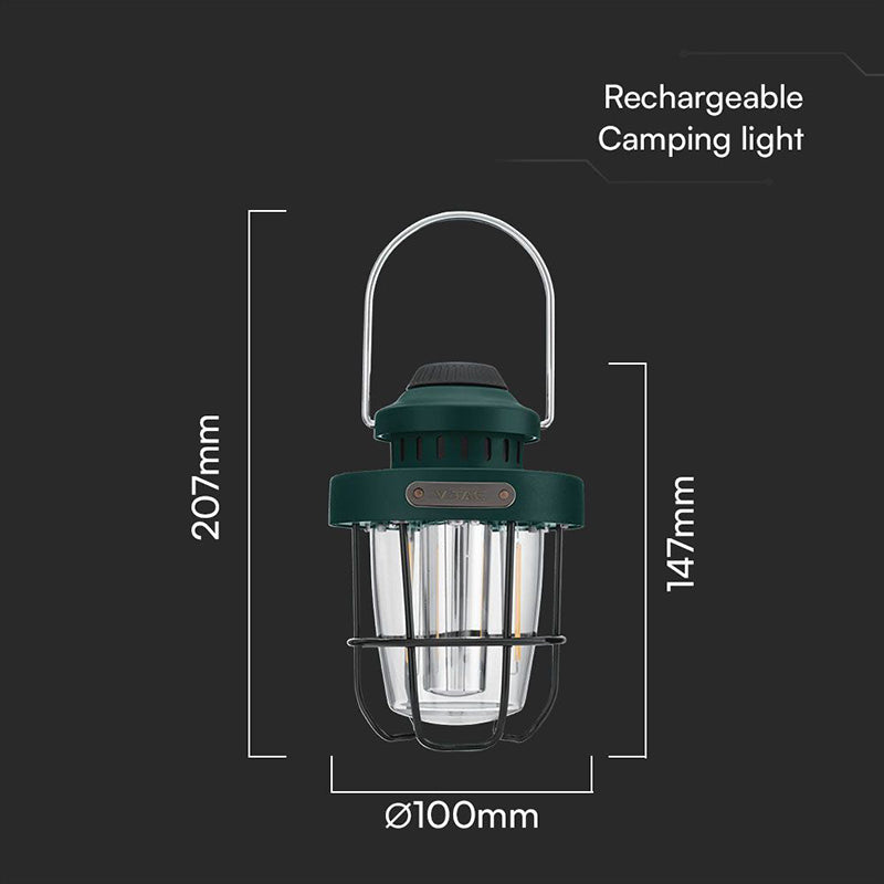 Lampă camping 3W + 5W cu efect flacără și USB Tip C V-Tac SKU-23337