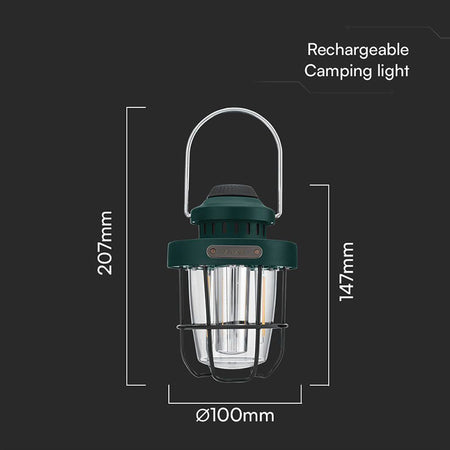 Lampă camping 3W + 5W cu efect flacără și USB Tip C V-Tac SKU-23337