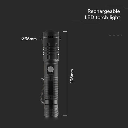 Lanternă LED 10 W din aluminiu cu încărcare USB tip C V-Tac SKU-23338
