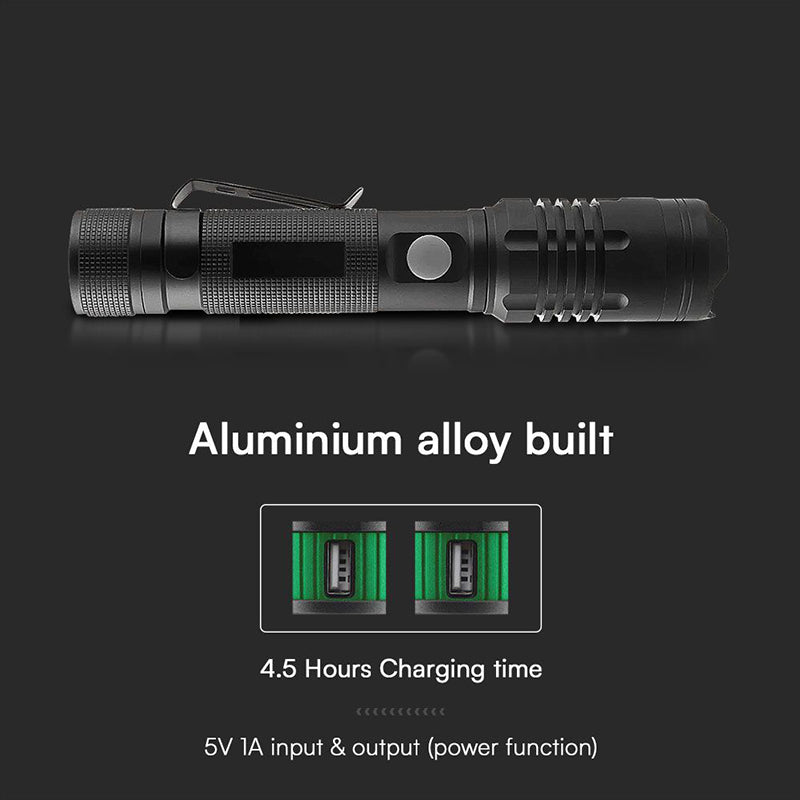 Lanternă LED 10 W din aluminiu cu încărcare USB tip C V-Tac SKU-23338