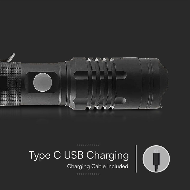 Lanternă LED 10 W din aluminiu cu încărcare USB tip C V-Tac SKU-23338
