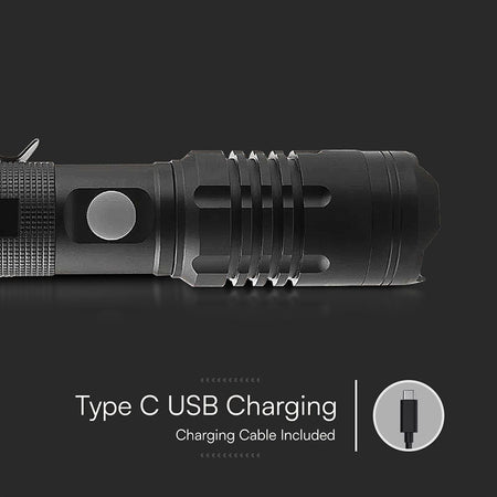 Lanternă LED 10 W din aluminiu cu încărcare USB tip C V-Tac SKU-23338
