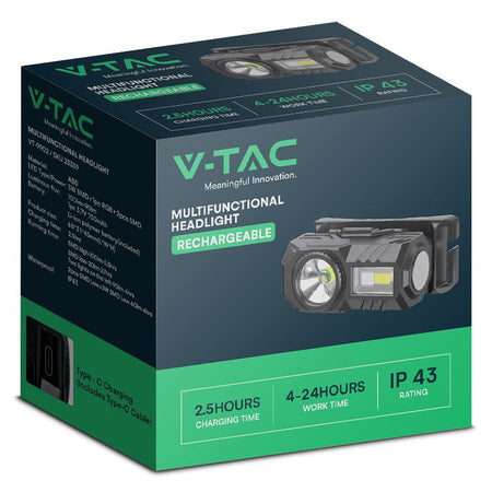 Lanterna Frontala Led 3w + Led Rgb Ip43 Cu Incarcare Tip C