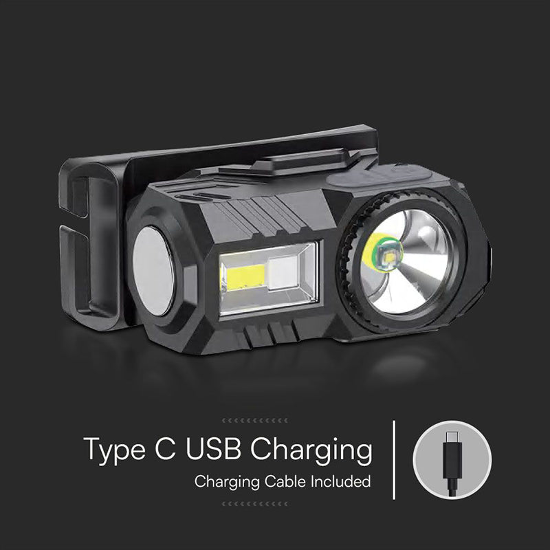 Lanterna Frontala Led 3w + Led Rgb Ip43 Cu Incarcare Tip C