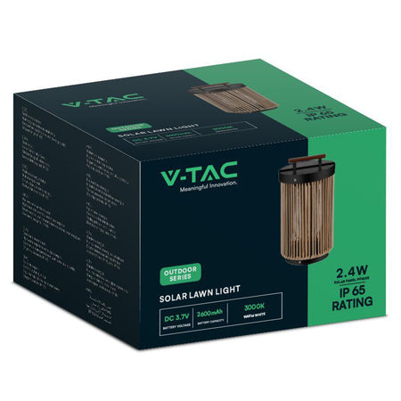Lampă solară 2.4 W, 3000K, IP65, negru/maro V-Tac SKU-23349
