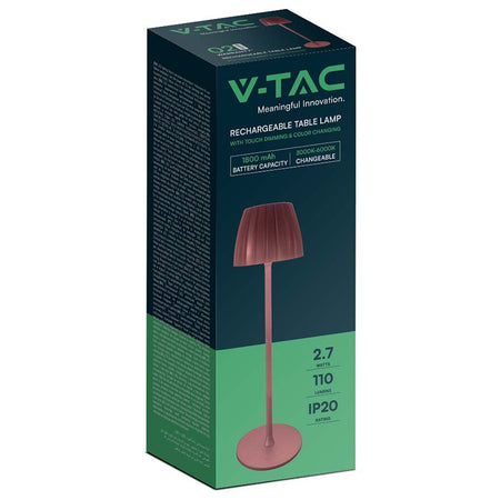 Lampă LED de birou 2,7 W dimabilă cu 3 culori de lumină și baterie V-Tac