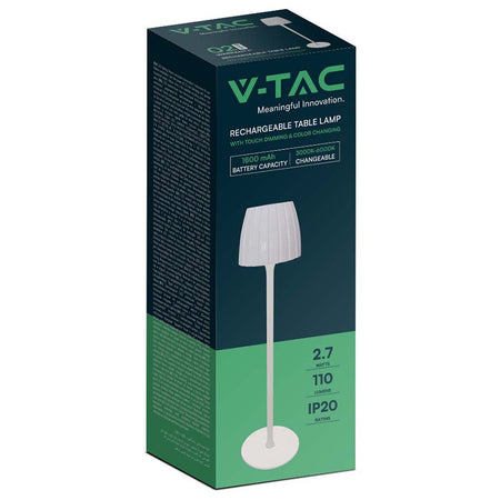 Lampă LED de birou 2,7 W dimabilă cu 3 culori de lumină și baterie V-Tac