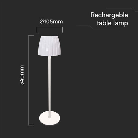 Lampă LED de birou 2,7 W dimabilă cu 3 culori de lumină și baterie V-Tac
