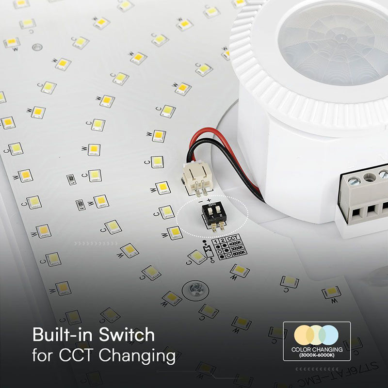 Plafoniera Led 12w Ip20 Senzor De Miscare 3in1 - Alb