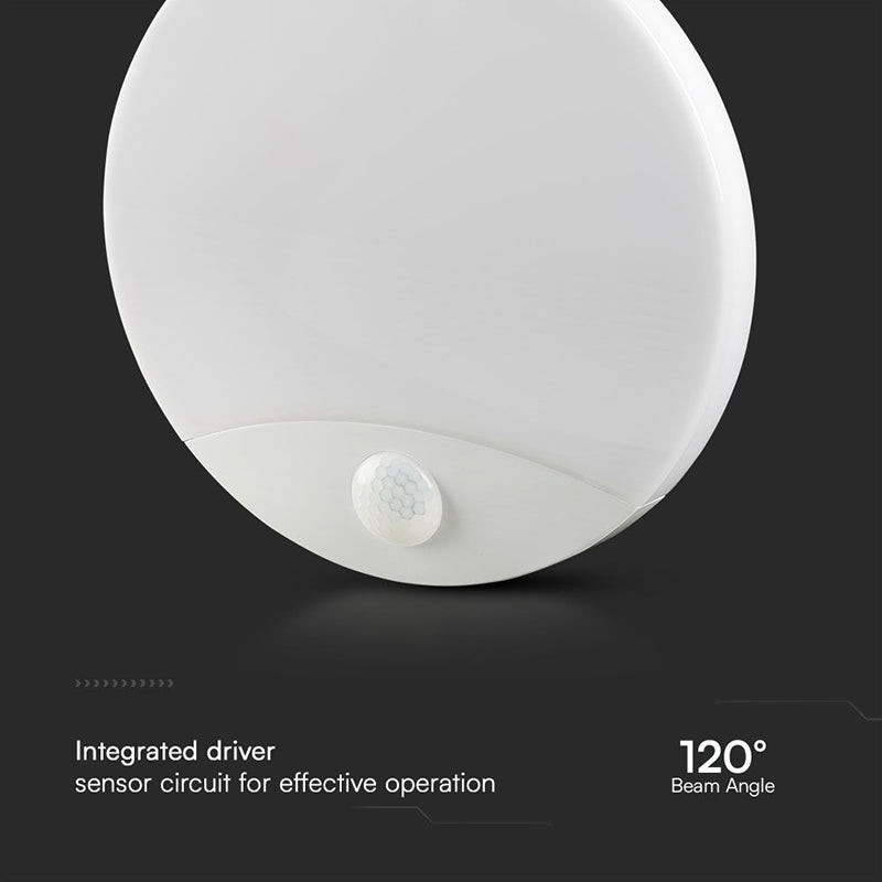 Plafoniera Led 15w Ip44 Senzor De Miscare 3in1 - Alb