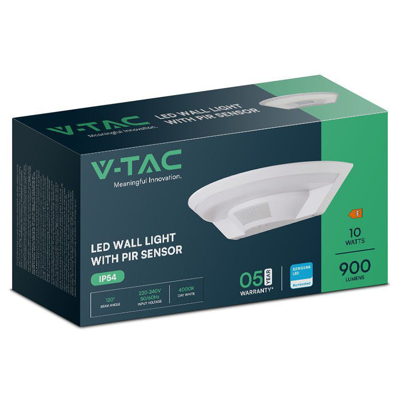 Lampa Perete Led 10w Ip54 Senzor De Miscare 3in1 - Alb
